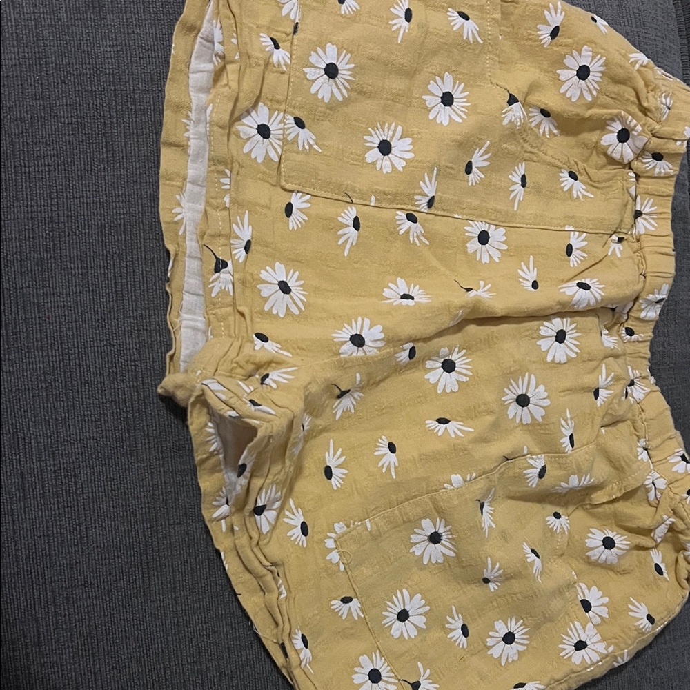 Yellow Floral Kids Shorts